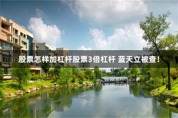 股票怎样加杠杆股票3倍杠杆 蓝天立被查！