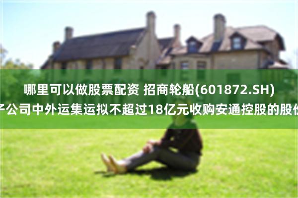 哪里可以做股票配资 招商轮船(601872.SH)子公司中外运集运拟不超过18亿