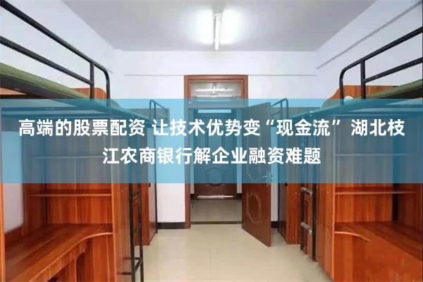 高端的股票配资 让技术优势变“现金流” 湖北枝江农商银行解企业融资难题